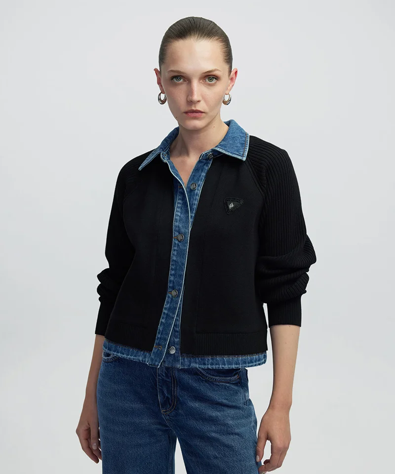 ابيكول Denim-Trimmed Jacket